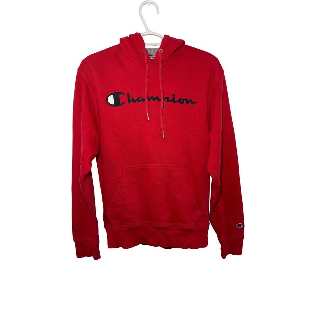 Champion Red Hoodie Sweatshirt Logo‎ Mens Small Casual Sportswear Athleiusre